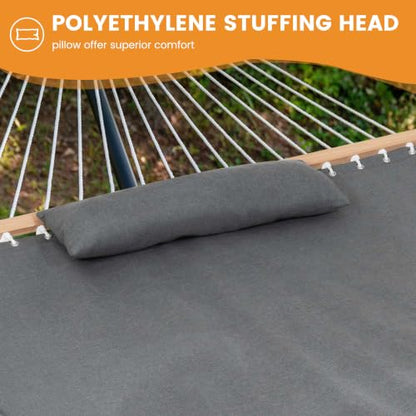 Lazy Daze 12 FT Sunbrella Fabric Hammock, Non-Fading Double Outdoor Hammock | 2 Person Hammock with Pillow, Straps, Carabiners , All Weather Fade Resistant for Outside, Cast Slate - color: Cast Slate