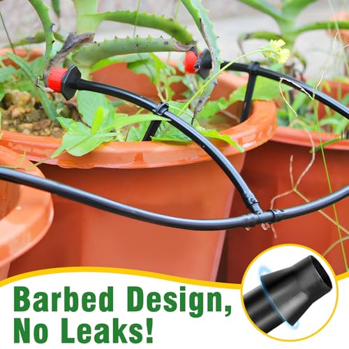 250-Piece Drip Irrigation Fittings Kit for 1/4" Tubing, Complete Set of Barbed Connectors for Drip System Setup (Nozzles, Nozzle Tees, Single Barbs, Couplings, Tees, Elbows, Plugs, Crosses) - size: 1/4" Fittings with Box-250P