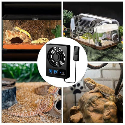 Reptile Cooling Fan Low Noise Efficient Vent Fan | Cooling Fan for Reptile Tank for Reptiles, Snakes, Rainforest Terrariums, Vivariums, Dragons, Lizards - size: A: (℉)