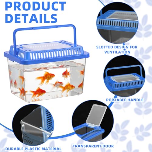 LemonRoad 15 Pcs Plastic Reptile Terrariums Carrier Cage 5.1x3.5x3.5 in Small Reptile Enclosure with Ventilated Lid Snake Breeding Box Hatching Container for Tarantula Spider Turtle Hermit (Blue)