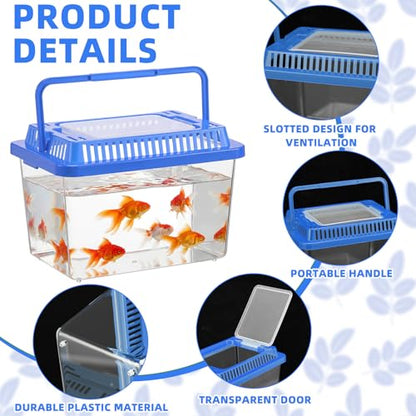 LemonRoad 15 Pcs Plastic Reptile Terrariums Carrier Cage 5.1x3.5x3.5 in Small Reptile Enclosure with Ventilated Lid Snake Breeding Box Hatching Container for Tarantula Spider Turtle Hermit (Blue)