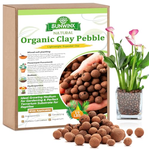 19LB Organic Leca Clay Pebbles for Plants, 4-16mm Natural Leca Ball | Reusable, Drainage, Aeration, Moisture Retention, Hydroponic, Lightweight for Orchids, Succulents, Terrarium, Indoor Plants - size: 19LB