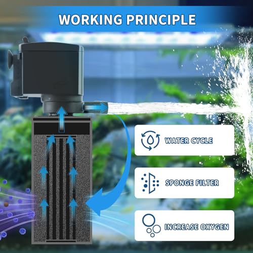 coospider-repta Fish Tank Filter for 15-40 Gallon Tank, 160 GPH Crystal Clear Powerful Internal Aquarium Filters Submersible Pump& Filter System for Fish Tank & Turtle Tank - size: 20-45 Gallon Fish Tank