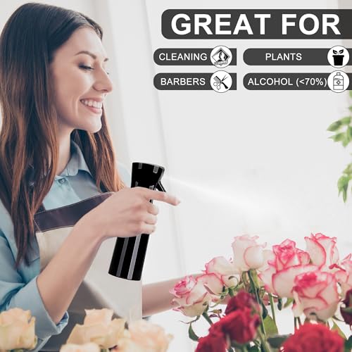 Spray Bottles For Hair, continuous spray bottle (200ml/6.8oz 2Pack) used for hair design, plants, cleaning, hair care and skin care, etc. – empty, reusable (Pure Black) - color: Pure Black