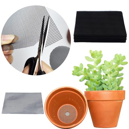100 Flower Pot Hole Mesh Pads, 2" Rounds Drainage Hole, Plant Drainage Screens Gasket Keep Soil from Flowing Away, Bonsai Bottom Grid Mat