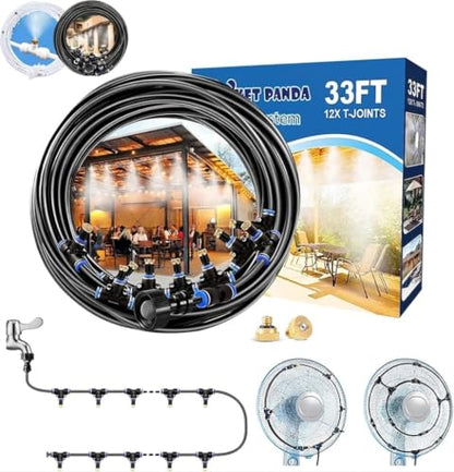 Misters for Outside Patio,Outdoor Water Misting Cooling System,33FT|10M. | Backyard Mist Kit for Garden,Greenhouse,Fan,Deck,Umbrella,Canopy,Pool,Porch.Trampoline Sprinkler Park,BBQ Party Accessories - size: 35FT
