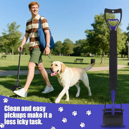 32'' Pooper Scooper for Large Small Dogs Heavy Duty, Long Handle Poop Scoop for Yard, Grass, Gravel, Dog Poop Grabber with High Strength Material and Durable Spring(Blue) - size: 1 Piece(32-inch length)Blue