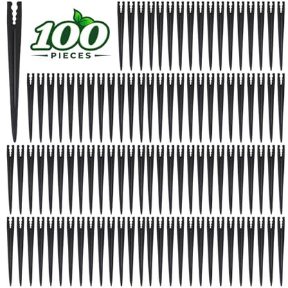100 Pieces Drip Irrigation Support Stakes for 1/4 Inch Drip Tubing, 5.7 Inch 1/4" Dripline Hold Stakes for Irrigation System Hose & Emitter Support for Garden Hydroponics Growing - size: 1/4" Drip Stake-100P