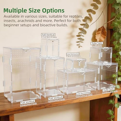 Portable Acrylic Jumping Spider Terrarium with Magnetic Lock 7.9×4.7×4.7" | Ventilated design; secure magnetic lock closure. Designed for small reptiles & insects. Lightweight for travel and display - size: 7.9×4.7×4.7 Inch