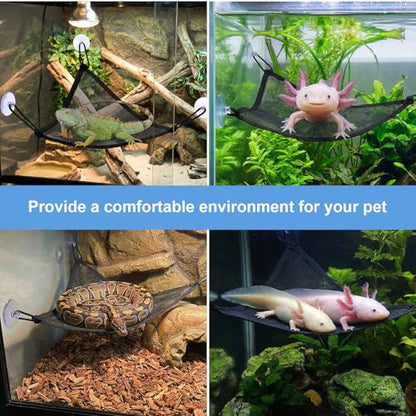 2Pcs Reptile Hammock, Bearded Dragon Hammock with Suction Cups Rope