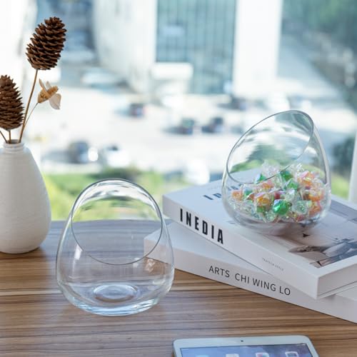 MyGift 5 Inch Premium Clear Glass Air Plant Terrarium, Mini Candy Bowl Jar, Tealight Candle Holder, Succulent Cactus Plant Vase, Set of 2 - size: Set of 2