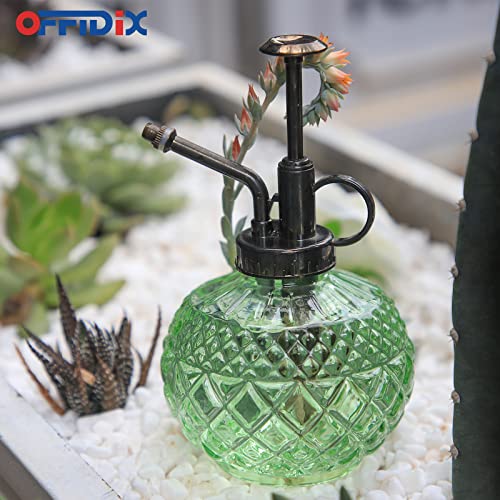 OFFIDIX Plant Mister, Mister Spray Bottle for Plants,Glass Spray Bottles with Plastic Bronze Plastic Top Pump,300ML Small Watering Can for Gardening, Cleaning (Light Green) - color: F-Light Green