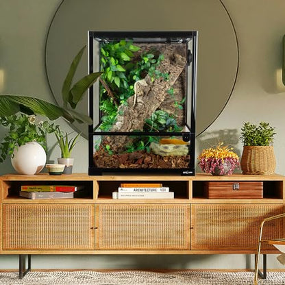 REPTI ZOO 30 Gallon Reptile Glass Terrarium, 18" x 18" x 24" Rainforest Habitat Tank with Front Opening Door, Knock-Down Vertical Reptile Terrarium with Top Screen & Side Mesh Ventilation