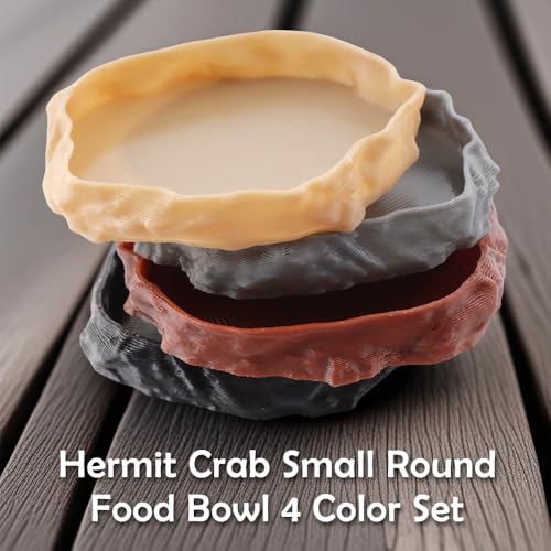 4 Pack Hermit Crab Food Bowl Round Water Dish Feeding Dish for Hermit Crab Turtle Snail Millipede Small Reptiles