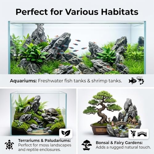 HAELFMRI Seiryu Rocks 11lb Dragon Stone for Aquarium, Natural Rocks for Fish Tank Landscaping, Decorative Hardscape Stones for Freshwater Prawn, Reptile Terrariums and Amphibian Enclosures (3-7 Inch)