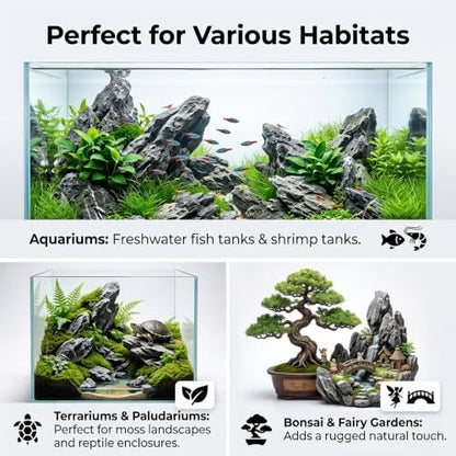 HAELFMRI Seiryu Rocks 11lb Dragon Stone for Aquarium, Natural Rocks for Fish Tank Landscaping, Decorative Hardscape Stones for Freshwater Prawn, Reptile Terrariums and Amphibian Enclosures (3-7 Inch)
