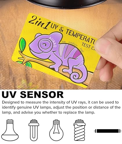 2-in-1 Reptile UV Light Meter Detector Sensor Tester (2, Yellow)