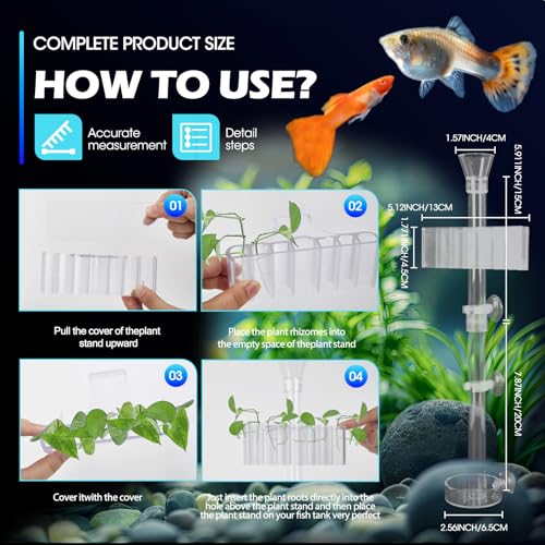 2PC 7 Holes Upgraded Aquarium Plant Holder, Aquatic Plants Cup for Tank, Fish Tank Plant Holder with Long Hook, Aquarium Feeder for Aquascape Decorations on Top of Tank (2Sets) - color: 2Sets