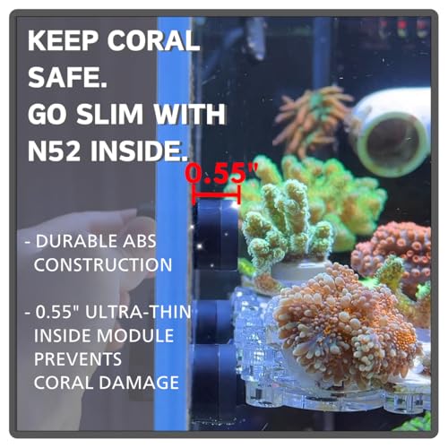 Magnetic Algae Scraper - N52 Magnet, Ultra-Thin, Reef Safe (STD) | non scratch, strong hold, one pass, daily use, 20mm glass, large aquarium, saltwater safe, ergonomic, 0.55in inner