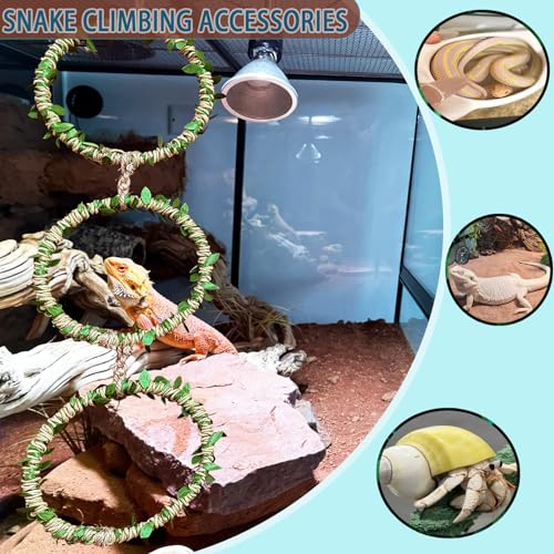 Snake Climbing Rings for Ball Python- Enclosure Accessories – Reptile Habitat Decor, Climbing Branches & Bedding for Ball Python, for Corn Snake Enhancement Ring Toys