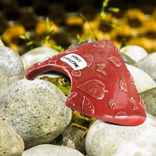 Toad House for Outside Garden, Frog House 8 x 8 x 3.9 Inch Reptile Hide Cave for Toad Frog Turtle Lizard Aquarium Fish(Red) - color: Red