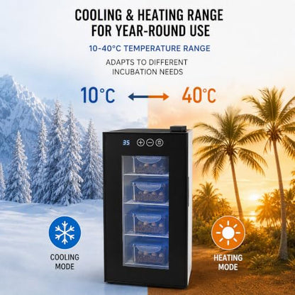 Reptile Incubator 23L Egg Incubator with Humidity Control Cooling Heatin | 10-40℃ Smart Cooling & Heating, 32dB Ultra-Quiet, 3 Removable Shelves, Galvanized Steel Build, For Snake Lizard Gecko Egg