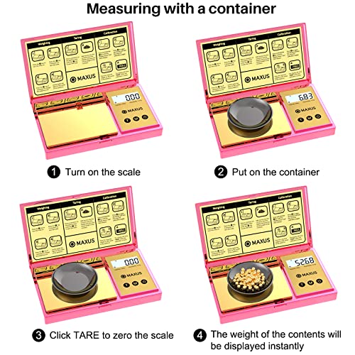 Digital Gram Scale with 200g x 0.01g Capacity | Stylish Pink Plated Shining Cover and Platform, Mini Pocket Scale for Food and Jewelry - color: Pink