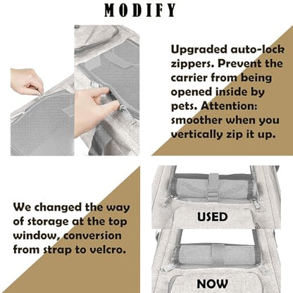 GAPZER Pet Carrier for Large Cat Soft-Sided Animal Traveling Bag up to 20lb | Privacy Protection Big Kitten Car Travel Cloth Carry Bag up to 20 lbs, Small Animal Portable Mesh Kennel Cage for Vet Visits - color: Beige