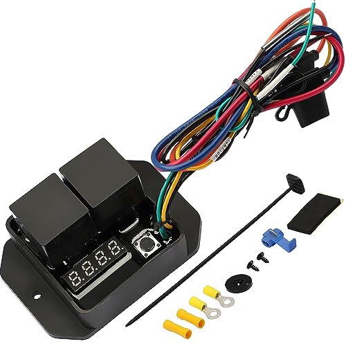 12V/24V Fans Controller Switch #0444, Temperature Range 104F to 230F | LED Real-Time Display, Thermatic Dual Fan Relay Kit, Digital Radiator Electric Fan Controller Switch Kit