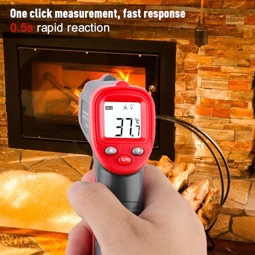 Infrared Thermometer Gun, Non-Contact Laser Thermometer Temperature Gun -58℉～1112℉, Adjustable Emissivity Temp Gun Thermometer, Temperature Measurement Gun for Cooking, BBQ, Pizza Oven - color: 1112℉/600℃