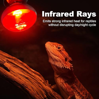 2Pack Infrared Heat Lamp Bulbs, 150W Reptile Heat Emitter Infrared Basking Spot Light, Red Heat Lamp for Chickens Coop Reptile Pets Brooder Use - style: 150W Infrared Bulbs