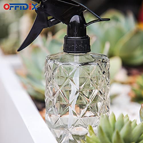 Glass Spray Bottle, Plant Mister,Pressure Watering Can, Water Spray Bottle with Adjustable Nozzle, 0.35L/11.8oz Handheld Spray Bottles for Outdoor Indoor Garden, Plants, Cleaning Solutions - color: Rhombus White