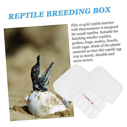 Homoyoyo Egg Incubator Box for Reptiles 12 Grids Breeding Box Snake Gecko Lizard Tray