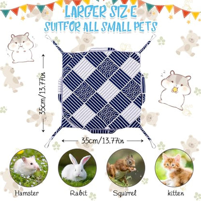 3 Tier Guinea Pig Cage Accessories,Ferret Rat Hammock, 13.7x13.7 Inches,Pet Cage Hanging Bunkbed Hammock for Small Animals, Guinea Pig, Ferret, Squirrel, Chinchilla, Rat,Parrot - color: blue check