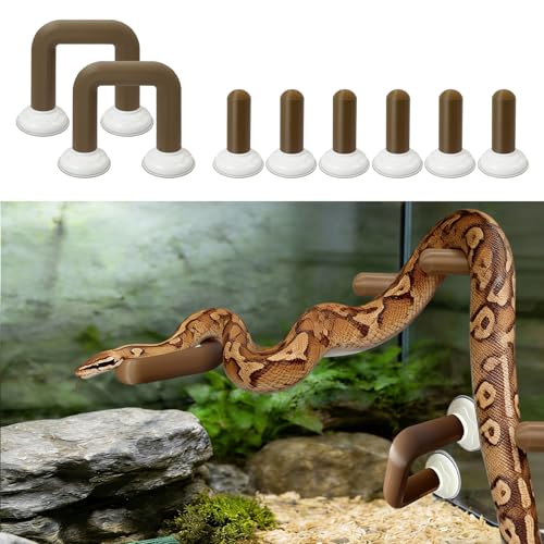 8PCS Pet Snake Climbing Stick Branch,Snake Enclosure Accessories,Snakes Terrarium Habitat Decoration for Ball Python,Cornsnakes,Garter Snakes (Suction Cup)