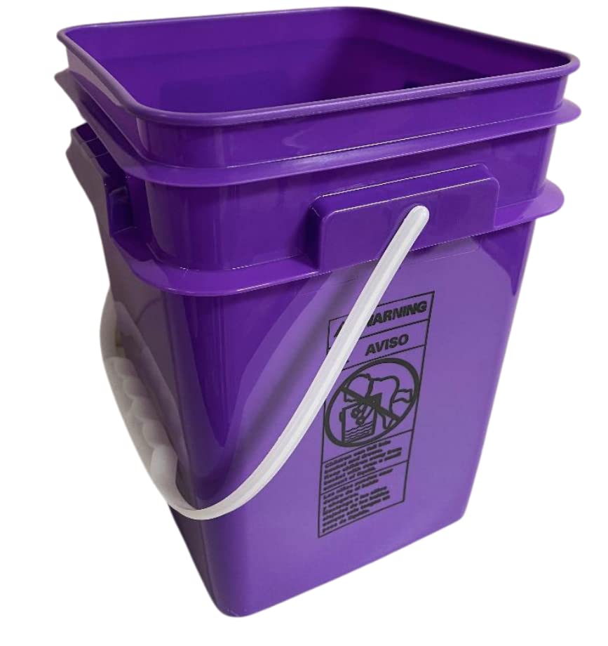 4 Gallon Square Food Grade Bucket Pail with Plastic Handles and Lid (Pack of 3) Made in USA containers (Purple) - color: Purple
