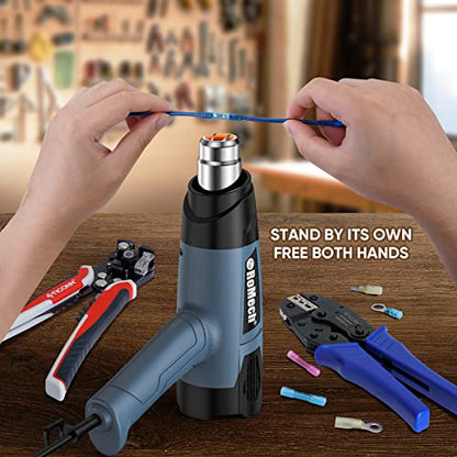 1500W Heavy Duty Heat Gun, Variable Temperature Control Hot Air Gun Kit with 2 Air Flow 120°F~1200°F and 4 Nozzles for Crafts Shrink Wrap (Blue) - color: Blue