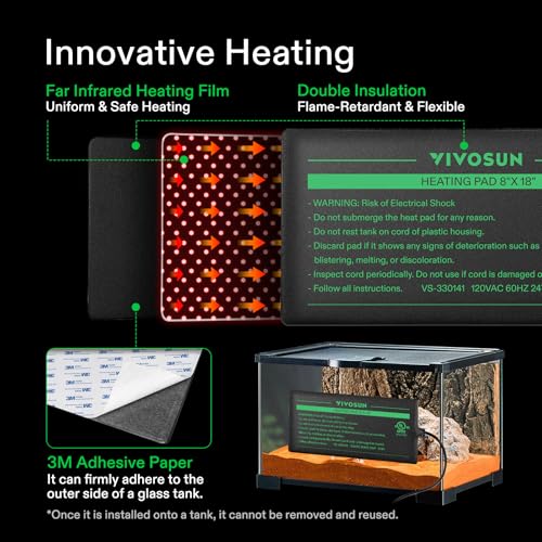VIVOSUN Reptile Heating Pad 6x8 Inch with Thermostat Combo Under Tank Terrarium Heating Mat for Turtles, Lizards, Frogs, and Other Reptiles (Pack of 2) - size: 6X8 Inch with Thermostat (Pack of 2)
