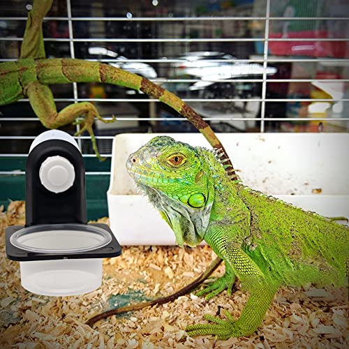 Crested Gecko Feeding Ledge with 20 Pcs Bowls, Suction Cup Reptile Feeder | Detachable Plastic Reptile Feeding Dish for Gecko Lizard Spider, Food & Water Feeding for Glass Tank Terrarium (Single) - style: Single