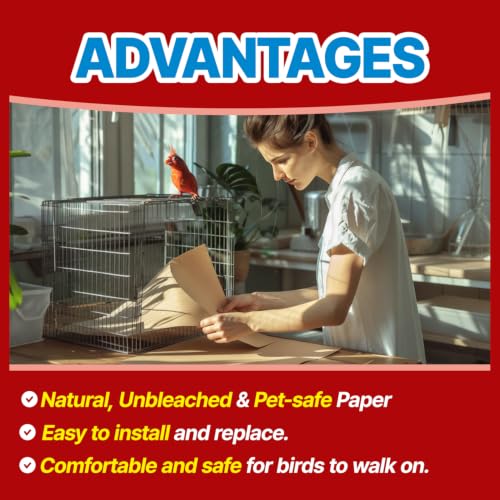 T TORTO9 Kraft Bird Cage Liners 11 x 17 Inch, 120 Sheets, Absorbent Paper Tray Liners for Large Bird Cages, Pre-Cut Disposable Cage Bottom Liners - size: 11 x 17 in kraft