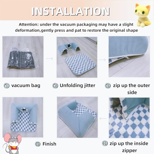Guinea Pig Hideout Tunnel with Warm Bed for Small Pet 3 Cave Small Animal Tunnel Toy Cages Blue - color: blue