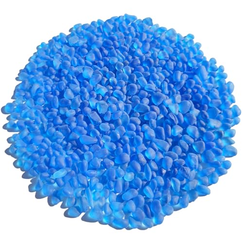 QYGL Sea Glass Stones - 0.9LB Sea Blue Frosted Glass Pebbles Gemstones | Perfect for Aquarium Rocks, Fish Tank Gravel, Vase Fillers, DIY Crafts, and Home Decor - color: Aquamarine