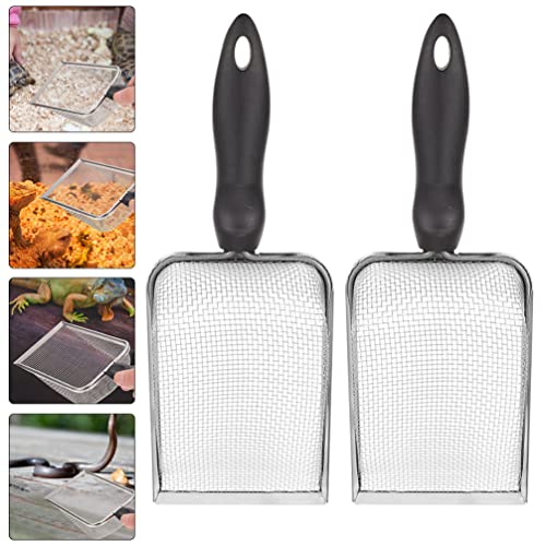 2pcs Reptile Litter Shovels for Easy Waste Cleanup Turtles Lizards Snakes and Frogs Durable Fine Mesh Scoop for Pet Terrariums
