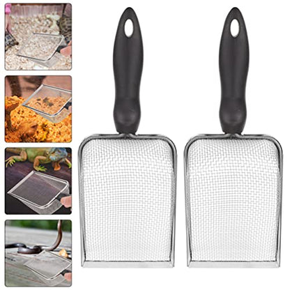 2pcs Reptile Litter Shovels for Easy Waste Cleanup Turtles Lizards Snakes and Frogs Durable Fine Mesh Scoop for Pet Terrariums