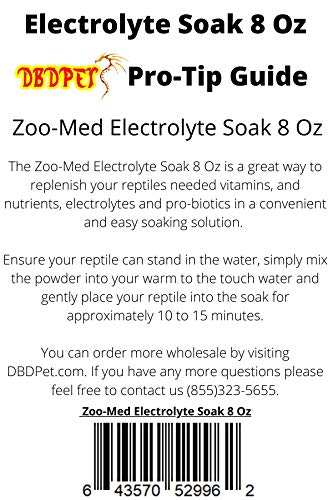 Zoomed Reptile & Amphibian Electrolyte Soak (8oz) & Includes DBDPet Pro-Tip Guide - Great for Beardies, Chameleons, and Geckos After Laying Eggs!