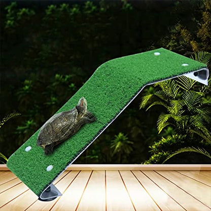 Gigicloud Turtle Basking Platform Simulation Turf Climbing Turtle Drying Table Simulation Grass Turtle Ramp for Turtle Tank, for Small Reptile Frog Terrapin - color: Small