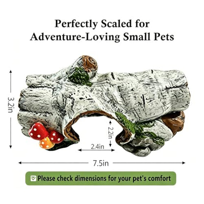 Reptile Hide Cave, Resin Hollow Tree Trunk Hideout, Terrarium Habitat Shelter Tank Accessories Decor for Snake, Leopard Gecko, Bearded Dragon, Tarantula, Aquarium Fish Tank Ornament