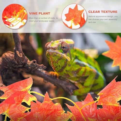 Amosfun Artificial Reptile Plants Vine Decor for Gecko Tank Terrarium Landscape Vine Fake Leaves Reptile Box Supply for Habitat Decoration