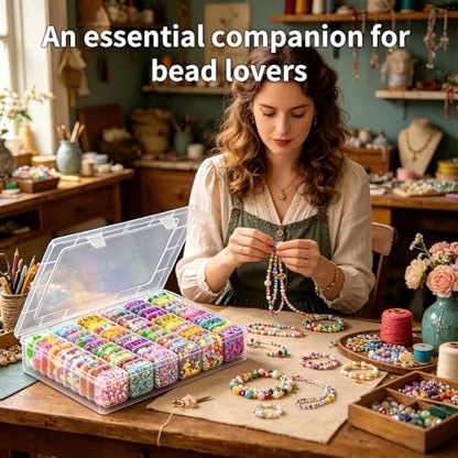 Bead Organizer Box, 61pcs Clear Plastic Storage Containers Set, Large Capacity Small Bead Organizers and Storage Cases with Labels, for Jewelry, Crafts, Diamonds Storage - size: 61 Compartments