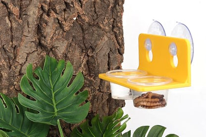 Crested Gecko Feeding Ledge with 10PCS Gecko Food Water Dish - color: Yellow